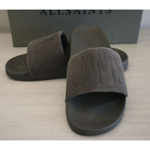 ALLSAINTS 34ZM0180 Men\'s Sz 10M Charcoal Gray Sunland Suede Slide Sandals main image 6